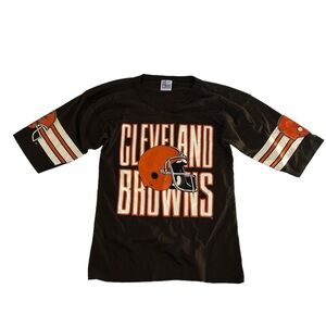 Vintage 80s Cleveland Browns Shirt Men’s Small Brown Orange Garan NFL Raglan NFL
